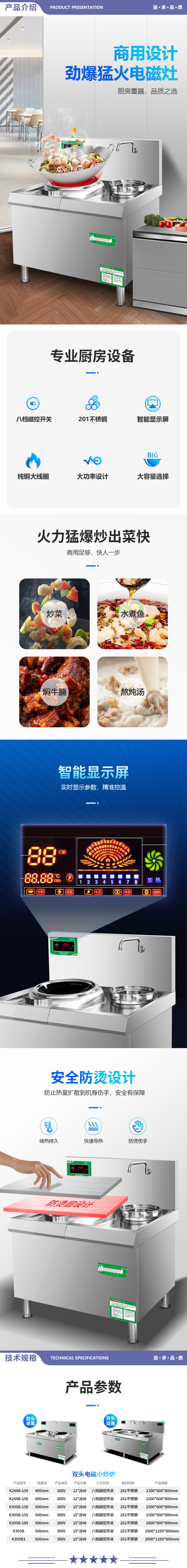 英利蒂克 Enlitic K305B-189 商用电磁炉灶 大功率炒菜灶台 食堂学校厨房凹面小炒炉 双头单尾锅灶 2.jpg