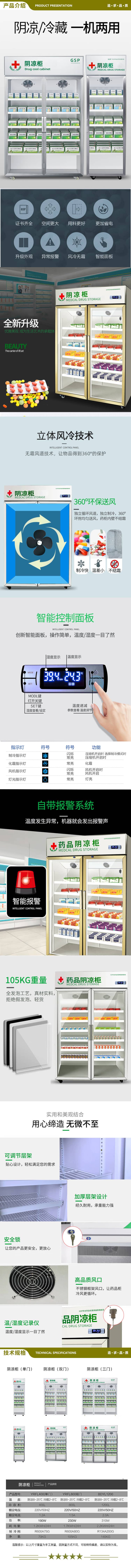 喜莱盛 XLS-YG1800J 药品展示柜冷藏药房药店药品阴凉柜 三门风冷保温柜药店药房专用  2.jpg