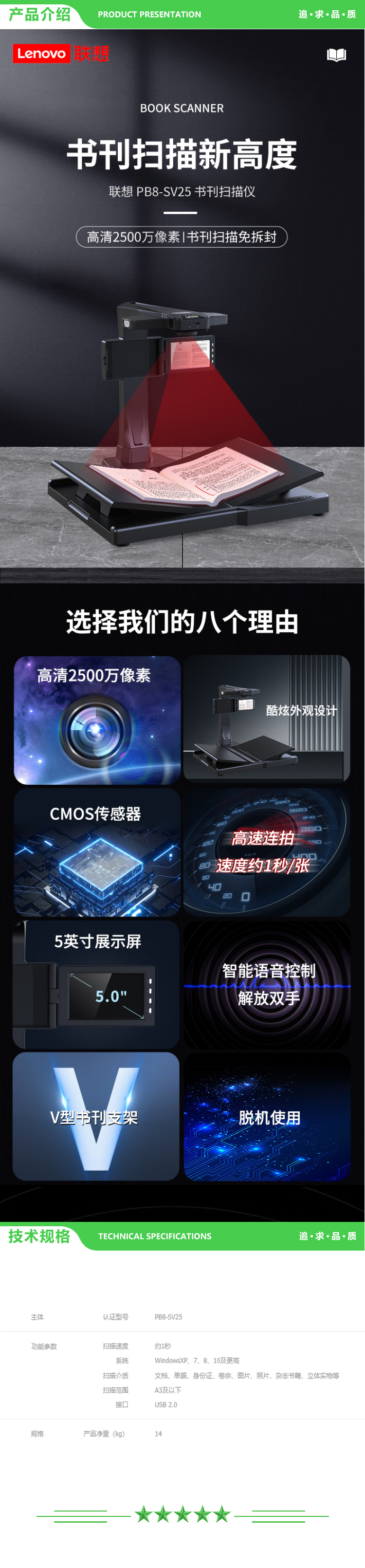 联想 Lenovo PB8-SV25 高拍仪（A3幅面+ 2500万像素+AI智能书刊扫描仪+5寸显示屏+曲面展平+OCR识别+语音交互+V型书刊固定底座） 2.jpg