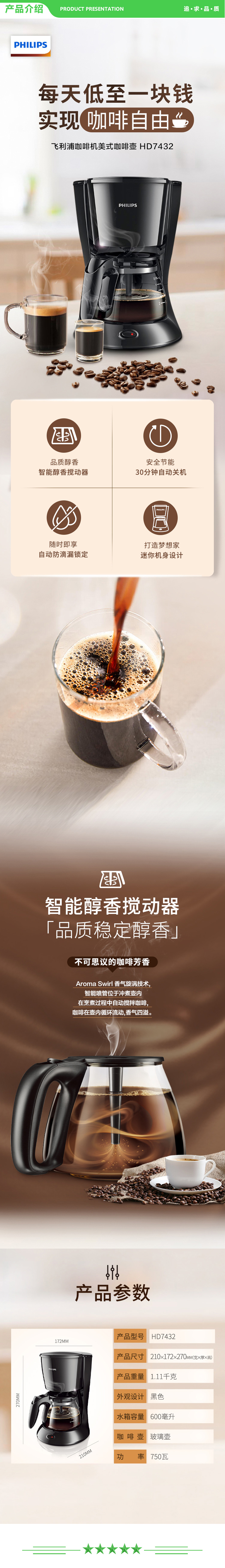 飞利浦 PHILIPS HD7432 20 咖啡机  滴漏式美式MINI咖啡壶 .jpg