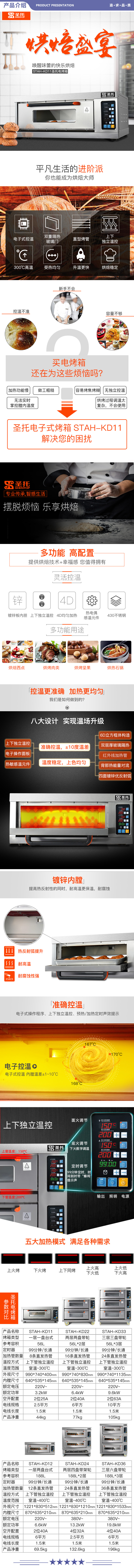 圣托（Shentop） STAH-KD11 电烤箱一层一盘 私房烘焙蛋糕面包烤箱 全自动月饼披萨电烘炉 2.jpg