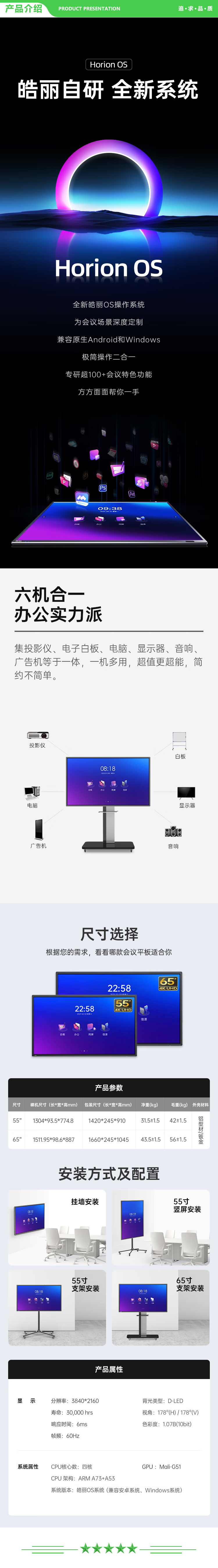 皓丽 E55 含智能笔同屏器壁挂架 55英寸会议平板 交互式电子白板办公一体机触摸4k投影智慧大屏 2.jpg