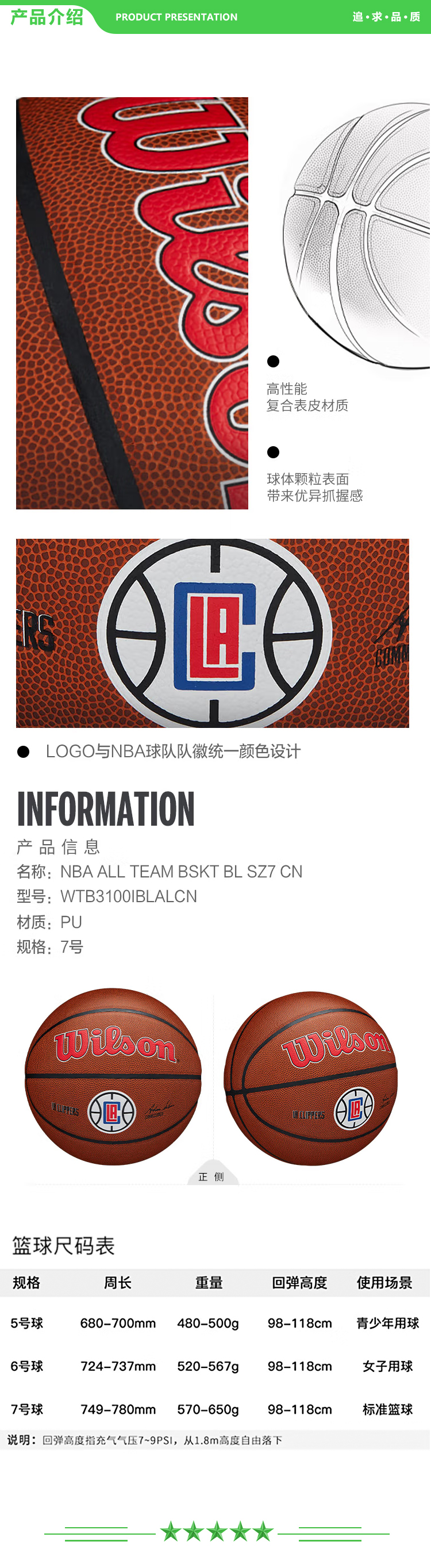 威尔胜 Wilson WTB3100IBLALCN NBA洛杉矶快船队队徽 室内外通用耐磨PU 7号篮球  2.jpg