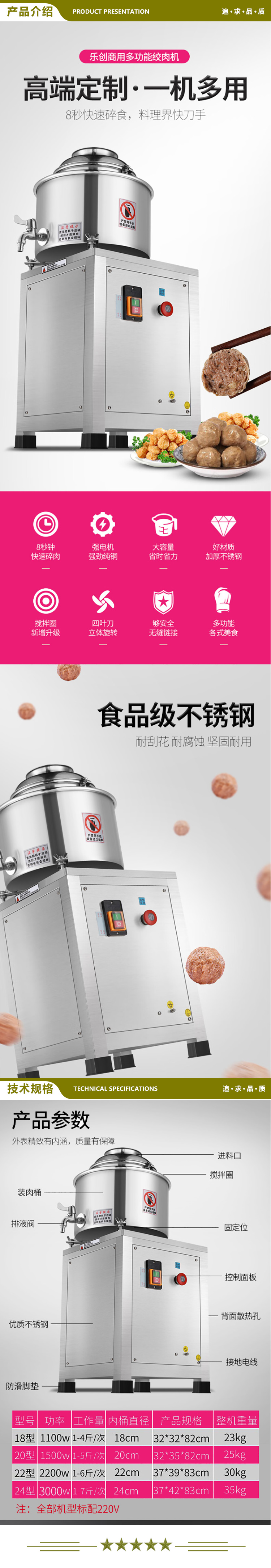 乐创（lecon）LC-RW22 绞肉机商用肉丸机大容量电动不锈钢搅拌机大功率绞馅机肉丸碎肉打肉料理机   2.jpg