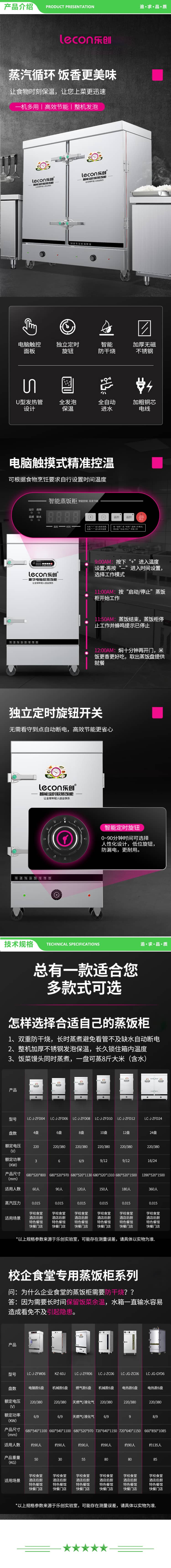 乐创 lecon LC-J-ZFD10 商用蒸饭柜 学校企业酒店食堂单门蒸箱蒸包炉馒头炉 10盘定时款 2.jpg