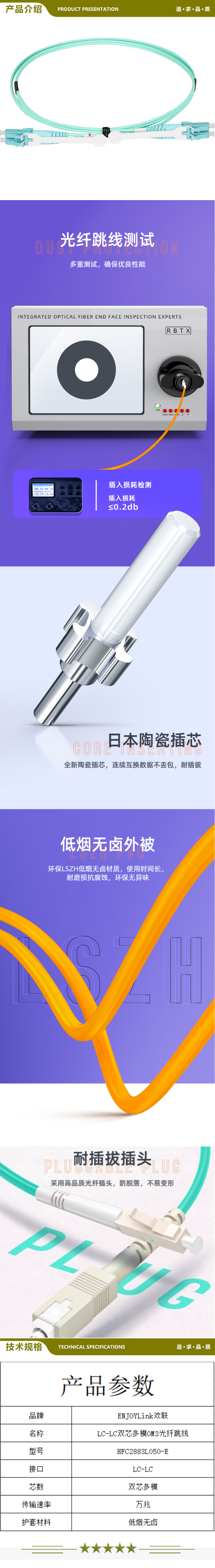 欢联（ENJOYLINK） HFC2883L050-E LC-LC双芯多模OM3光纤跳线5M 单位 条 水绿色 2.jpg