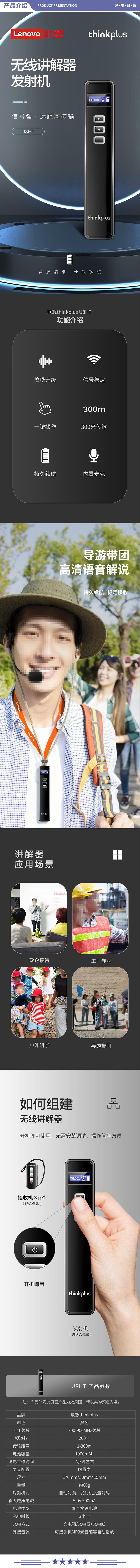 联想thinkplus U8HT 联想无线讲解器一对多耳机耳麦政企参观接待团队博物馆景区导游讲解HT发射机 2.jpg