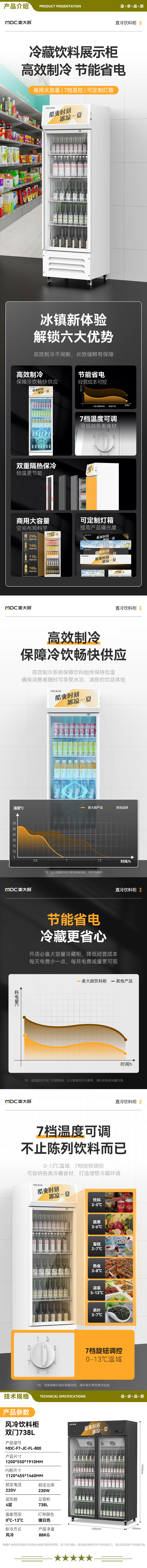 麦大厨 MDC-F7-JC-FL-800 饮料柜展示柜冷藏柜立式商用冰柜啤酒水饮料陈列柜便利店超市展示柜水果保鲜柜   2.jpg