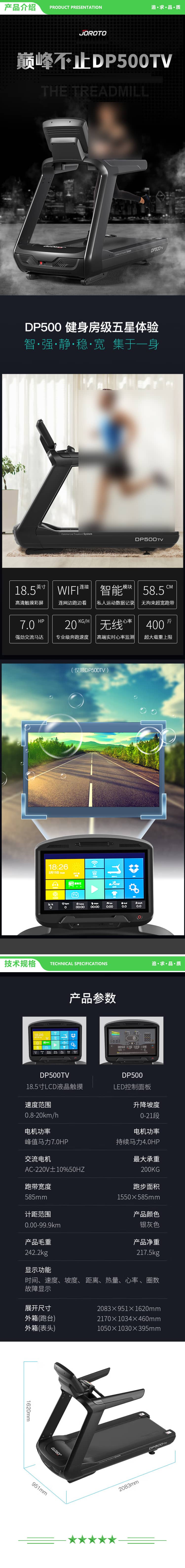 捷瑞特 JOROTO DP500 跑步机健身房专用室内商用宽跑带健身 2.jpg