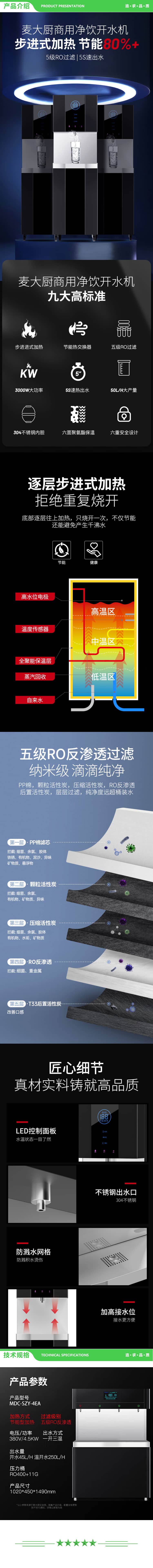 麦大厨 MDC-SZY-4EA 开水器商用直饮机不锈钢开水机办公室饮水机豪华款RO反渗透一开三温 2.jpg