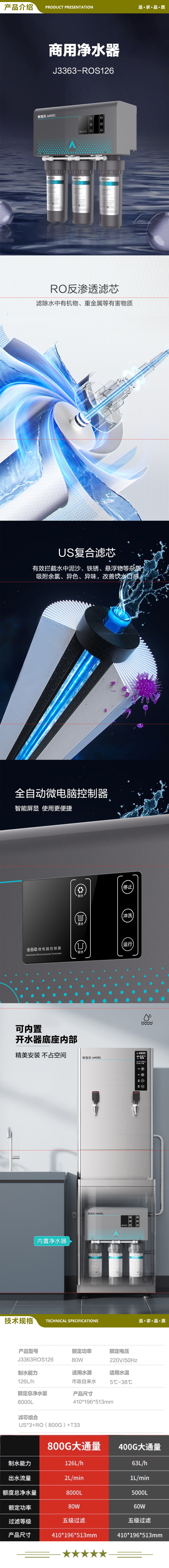 安吉尔（Angel） J3363-ROS63 5级精滤 RO反渗透超大流量净水 400G净水器 400G直饮反渗透 2.jpg