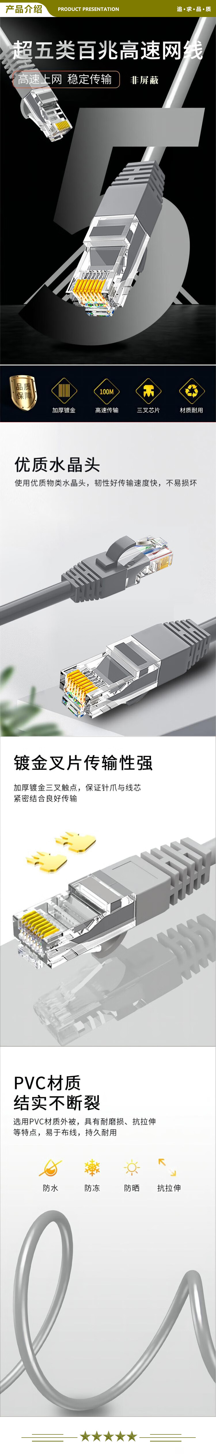 欢联 ENJOYLINK HC5E1A1010-E 超五类非屏蔽跳线 灰色 （单位：1米1条） 灰色 2.jpg