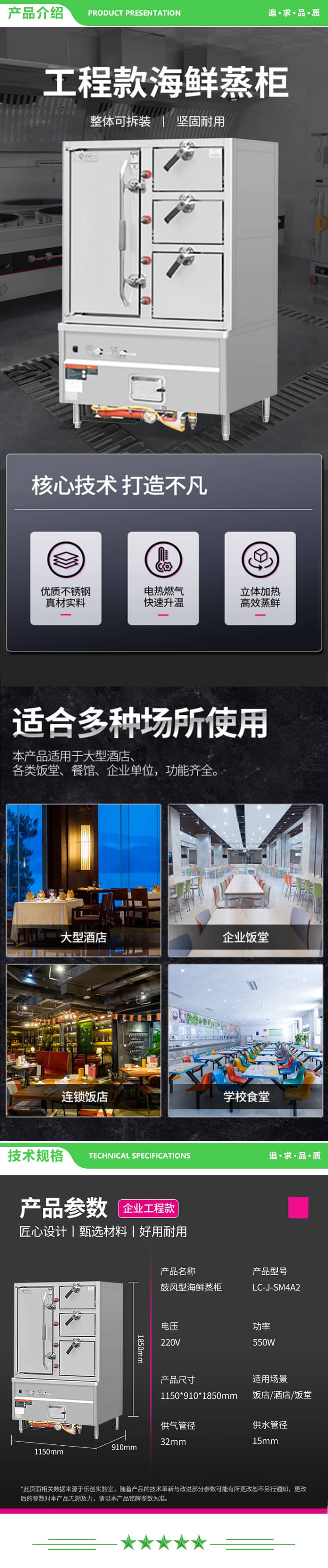 乐创 lecon LC-J-SM4A2 商用海鲜蒸柜 食堂酒店四门鼓风型蒸柜 左一右三 2.jpg