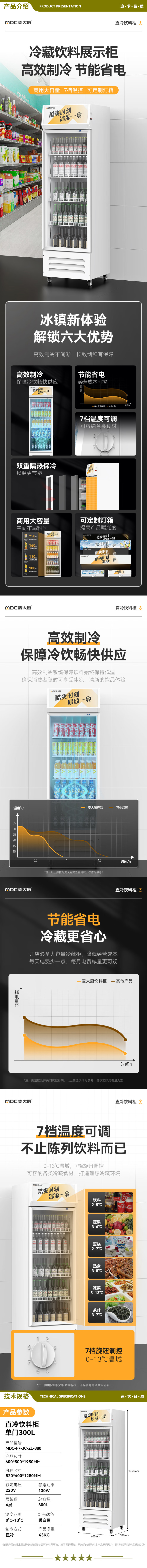 麦大厨 MDC-F7-JC-ZL-380 饮料柜展示柜冷藏柜立式商用冰柜啤酒水饮料陈列柜便利店超市展示柜水果保鲜柜   2.jpg