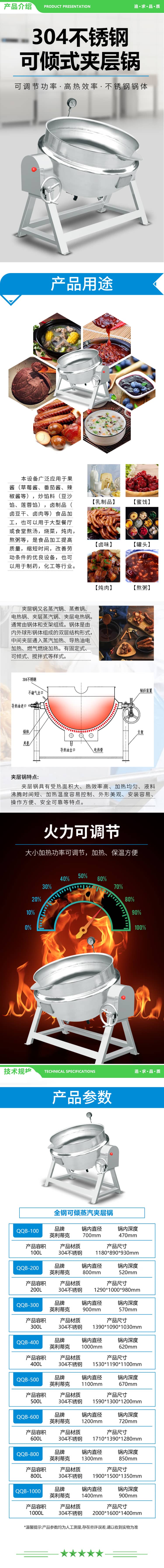 英利蒂克 Enlitic QQB-100 商用可倾式蒸汽夹层锅不锈钢304立式摇摆蒸汽锅 2.jpg