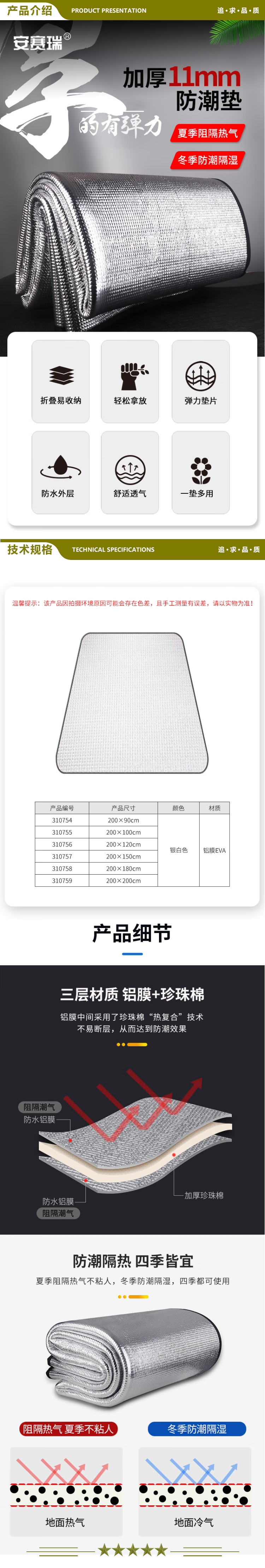 安赛瑞 310756 应急防潮垫 防水防潮帐篷垫子 户外加厚野餐垫 厚11mm长120cm宽200cm 2.jpg